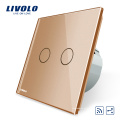 Livolo EU standard 2 gang 2 wege Touch Wand Lichtschalter RF Drahtlose Elektrische Fernschalter VL-C702SR-13